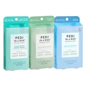 Voesh Pedi In A Box 4 Step Fresh Trio - 3 Pack Of Ocean Refresh, Eucalyptus Energy Boost, & Cucumber Fresh Pedicure Set, Diy Pedi, Foot Spa