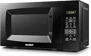 Comfee' Countertop Microwave Oven, 0.7 Cu.Ft, 700w, Black, Eco Mode - Sound On/Off, One-Touch Buttons, Child Safety Lock, For Dorm, Apartment, Office