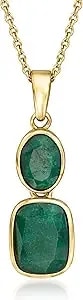 Ross-Simons 2.40 Ct. T.W. Emerald Pendant Necklace In 18kt Gold Over Sterling. 18 Inches