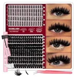Muselash Manga Lash Clusters With Spikes 100d Volume Lash Cluster Kit 8-18mm Eyelash Clusters Long Anime Lashes Clusters Kit With Bond & Seal Tweezers