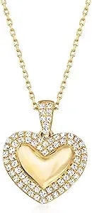 Ross-Simons Pure Collection 0.15 Ct. T.W. Diamond Heart Pendant Necklace In 14kt Yellow Gold