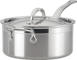 Hestan Probond Forged - Professional Clad Stainless Steel Sauce Pan With Helper Handle, 4 Quart, Induction Compatible