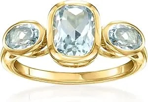 Ross-Simons 2.60 Ct. T.W. Sky Blue Topaz 3-Stone Ring In 18kt Gold Over Sterling