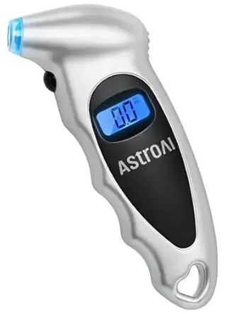 Astroai Digital Tire Pressure Gauge 150psi, ±1psi Accuracy For Car Truck - Industrial Tire Gauge Calibrated To Ansi b40.7 With 4 Settings For Motorcycle Bikes, Silver