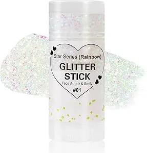 Mysense Rainbow Body Glitter Stick,Face Hair Glitter Christmas Makeup,Sparkling Mermaid Sequins Chunky Glitter Face Paint,Singer Concert Outfit Festival Rave Accessories For Women And Kids