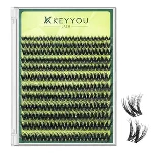 Keyyou Lash Clusters 3d Effect Volume Eyelash Clusters Flaunt Style 144pcs D Curl Flora Wispy Look Lengthlock 8–18mm Mix Ultra-Thin Black Band (Puffsilk v3d01)