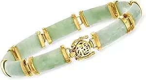 Ross-Simons Jade Good Fortune Bracelet In 18kt Gold Over Sterling, Elegant Bracelet For Women, Silver Jewelry, Christmas, Birthday Gift