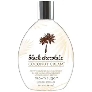 Brown Sugar Black Chocolate Coconut Cream Tanning Lotion, Advanced 200x Black Bronzer With Double Dark Chocolate Extract & Triple Coconut Cocktail, 13.5 Fl Oz