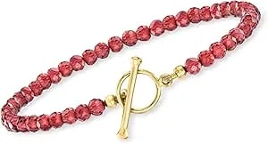 Ross-Simons 20.00 Ct. T.W. Garnet Bead Charm-Compatible Toggle Bracelet In 18kt Gold Over Sterling