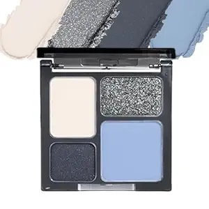Matte & Shimmer Eyeshadow Palette - Waterproof Long-Lasting Neutral Browns, Champagne & Taupe Kit With Blending Brush, Travel Compact, High Pigment Creamy Shades (Cool Blue)