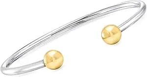 Ross-Simons Italian Sterling Silver And 18kt Gold Over Sterling Ball Cuff Bracelet