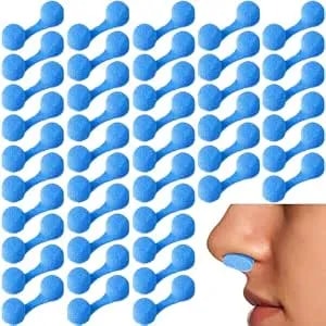 Tondiamo 100 Pieces Nose Plug Filter Disposable Nose Filter Sponge For Women Men Sunless Spray Tanning Outdoor Dust Construction Areas(Blue)