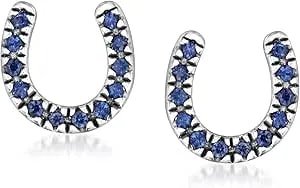 Ross-Simons 0.10 Ct. T.W. Sapphire Horseshoe Earrings In Sterling Silver
