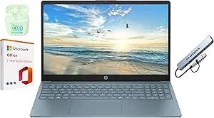 HP 15.6" Business Laptop With Microsoft Office 365 With Copliot AI & 1TB Onedrive, 16GB RAM 128GB SSD, Quad-Cores Intel Processor, Windows 11, Plusera Earphones & 8-In-1 Hub Included, Moonlight Blue