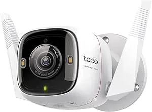 Tapo TP-Link Colorpro Wi-Fi Outdoor Camera - Plug-In - Daylight Clarity At Night - 2K QHD - Person/Pet/Vehicle Detection - Local/Cloud Storage - 127° FOV - Built-In Siren C325WB
