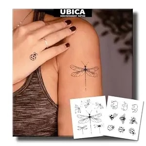 Semi Permanent Tattoo, Realistic Dragonfly Small Temporary Tattoos For Growth & Transformation, 2 Sheets, Lasts 1–2 Weeks, Waterproof & Non-Reflective