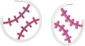 Betsey Johnson Jewelry Women'S Baseball Hoop Earrings