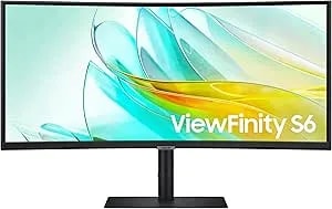 Samsung 34” Viewfinity s65uc, Ultra-Wqhd, 100hz, Amd Freesync™ hdr10, Kvm Switch Built In Speakers With Usb-C Curved Monitor, ls34c654uanxgo, 2025
