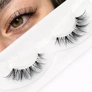 Veleasha Wispy Lashes Natural Look Eyelashes With Clear Band 2 Pairs Pack - Clear Thin Band, Ultra-Soft & Lightweight, 6-15mm Cat Eye Lashes, Handmade High Quailty, For Clean Girl Makeup