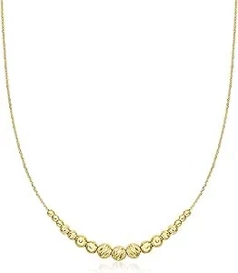 Ross-Simons Italian 3-6mm 18kt Gold Over Sterling Bead Station Necklace