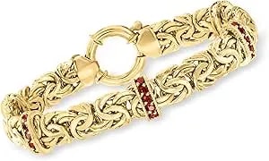 Ross-Simons 1.50 Ct. T.W. Garnet Station Byzantine Bracelet In 18kt Gold Over Sterling