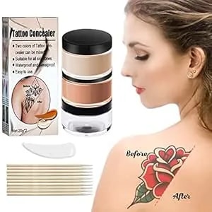 Tattoo Cover Up Makeup, Invisible & Natural Skin Concealer Set, Waterproof Makeup Cover Cream For Tattoo, Scars, Vitiligo And Dark Spots, Use On Body