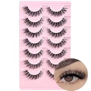 Farred Cat Eye Lashes Natural Eyelashes Short Wispy Lash Strips Volume Cateye False Eyelash Medium Length Fake Lashes Natural Looking Hybrid Clusters Full Demi Wispies Strip PestañAs (a1 - 8-14mm)