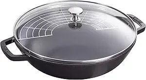 Staub Cast Iron Perfect Pan, Dutch Oven, 4.5-Quart, Serves 4-5, Made In France, Matte Black