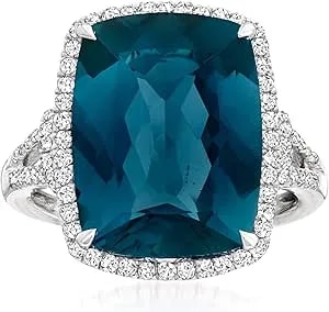 Ross-Simons 12.00 Carat London Blue Topaz And .40 Ct. T.W. Diamond Ring In 14kt White Gold
