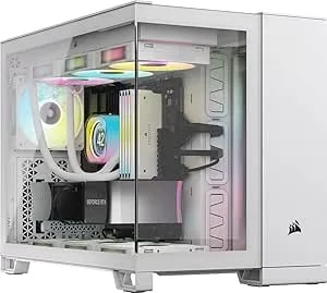 Corsair Icue Link 2500X RGB Tempered Glass Matx Mid-Tower Dual Chamber PC Case – 2X Corsair RX120 RGB Fans Included – Wide Cooling Flexibility – Reverse Connection Motherboard Compatible – White