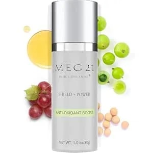 Meg 21 Anti-Oxidant Boost Serum For Face – Helps Reduce The Look Of Dark Spots, Wrinkles & Sun-Related Skin Stress – Brightening Serum With Vitamin C–Rich Gooseberry And Patented Supplamine (1 Oz)