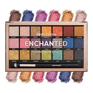 Profusion Cosmetics Enchanted 21-Shade Eyeshadow Palette – Richly Pigmented, Matte & Shimmer Finishes With Professional Brush, Vegan & Cruelty-Free