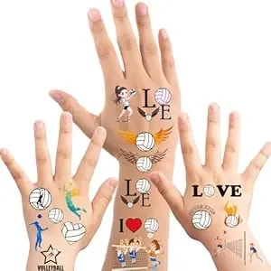 328 Pieces Volleyball Party Temporary Tattoos For Kids - Sports/Volleyball Themed Party Supplies Goodie Bag Stuffers Favors Prize Motivational Stickers(24 Sheets)