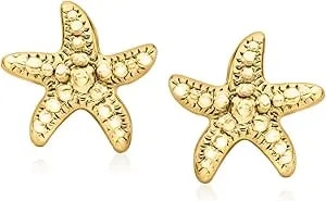 Ross-Simons Italian 18kt Gold Over Sterling Starfish Earrings