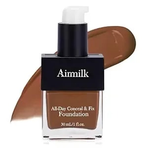 Foundation Makeup,30ml With Makeup Sponge Puff (Deep Cool) - Long Lasting, Brightening Liquid Face Makeup With Salicylic Acid Tattoo Cover, Hydrating, Breathable For All Skin Types