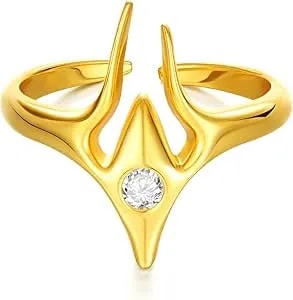 Cicy Bell 18k Gold Plated Rings For Women Personalized Irregular Horn Cubic Zirconia Open Adjustable Stackable Rings Jewerly Gifts