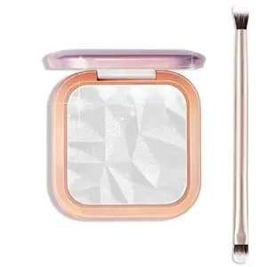 Highlighter Makeup Palette Shimmer Contour Palette Powder For Brighten Face Contour Cheek Highlight Makeup, Long Lasting Highlighter Powder With Mirror For Illuminator Makeup (Pearl White, 0.28oz)
