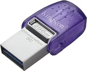 Kingston Datatraveler Microduo 3c 256gb Usb-C & Usb-A Flash Drive - Speeds Up To 200 Mb/S - Usb 3.2 Gen 1 - Duo Connector - dtduo3cg3/256gb