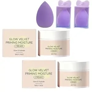 Glow Velvet Priming Moisture Cream - Pore Blurring, And Makeup Gripping Primer, Moisturizing Hydrating, For Smooth Makeup Application (2pcs)