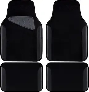 Car Pass Waterproof Universal Fit Car Floor Mats, Faux Leather Car Carpet Mats, Black Car Mats With Anti-Slip Nibbs Backing & Driver Heel Pad Fit For Suv,Vans,Sedans, Trucks,Set Of 4pcs(All Black)