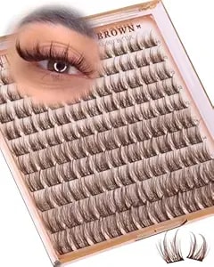 Brown Lash Clusters Wispy Eyelash Clusters 10-16mm Manga Cluster Eyelash Extensions Dark Brown Lashes Clusters Spiky Lashes Cluster Eyelashes Cd-Curly Individual Lashes For Fairy Eye Look