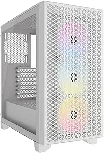 Corsair 3000D RGB Airflow Mid-Tower PC Case – 3X AR120 RGB Fans – Three-Slot GPU Support – Fits Up To 8X 120mm Fans – High-Airflow Design – White