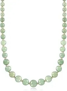 Ross-Simons 6-12mm Jade Bead Graduated Necklace With 14kt Yellow Gold