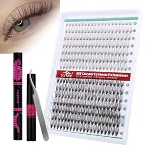 Lash Extension Kit Lash Clusters Thick Individual Lashes 9-16mm Eyelashes Extension Kit 10+20d Mixed Wispy Lash Kit With Lash Bond And Seal, Remover And Tweezers By Fadvan (10+20d,0.07c, 9-16mm)