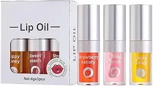 3pcs Moisturizing Lip Oil Set, Hydrating Lip Glow Oil Moisturizing Lip Oil Gloss Transparent No Sticky Lip Gloss Lip Balm Lip Care For Women Girls
