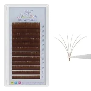 Easy Fan Lash Extensions 0.07d Curl 8-15mm Rapid Blooming Eyelash Extension Self Fanning Professional Salon Use(0.07d,8-15mm Mix,Brown)