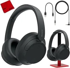Sony Wh-ch720n Noise Canceling Wireless Headphones Bluetooth Over The Ear Headset With Microphone, Black Bundle With Deco Gear Pro Audio Stand, Microfiber Cloth Wh-ch720n/B
