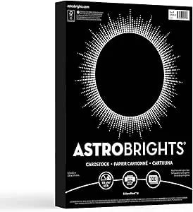 Astrobrights Color Cardstock, 65 Lb Cover Weight, 8.5 X 11, Eclipse Black, 100/Pack