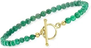 Ross-Simons 9.50 Ct. T.W. Emerald Bead Charm-Compatible Toggle Bracelet In 18kt Gold Over Sterling