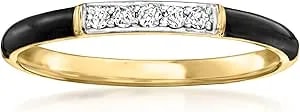 Ross-Simons Black Enamel Ring With Diamonds In 18kt Gold Over Sterling